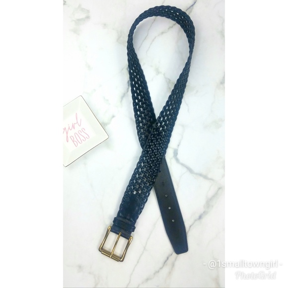 Talbots belt woven leather belt black - Picture 3 of 4